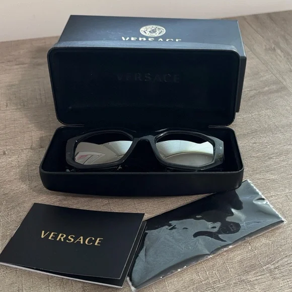 Versace Medusa Biggie Transparent Gray Sunglasses with Case - Picture 1 of 7